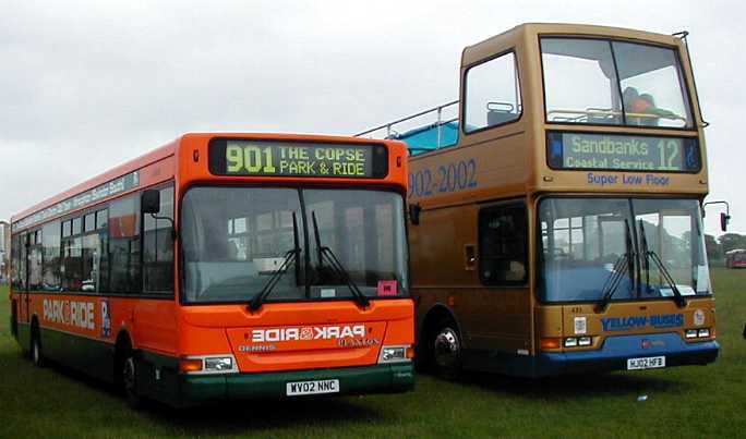 Bournemouth Centenary Volvo B7TL East Lancs 431 and Swindon Park & Ride Dennis Dart SPD 200