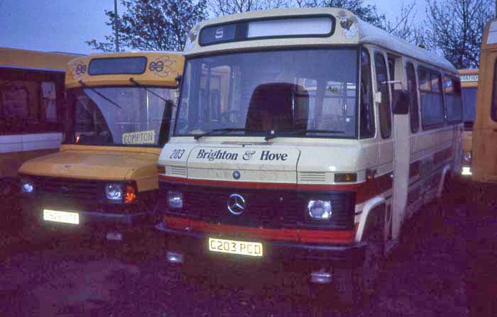 Brighton & Hove Mercedes L608D 203 and Beeline Ford Transit