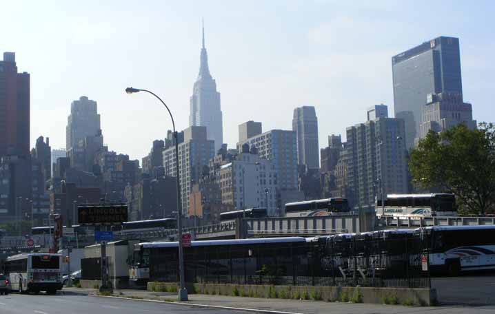 Coaches leaving New York Port Authority Terminal