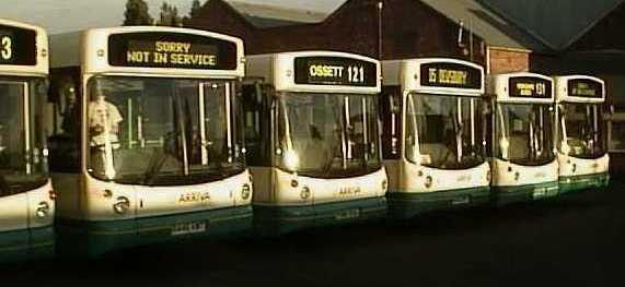 Arriva Yorkshire row of ALX bodied buses.