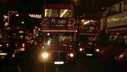 Oxford Street Routemasters at night