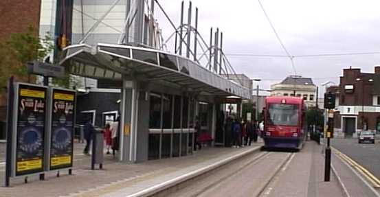 Midlands Metro AnsaldoBreda T-69 tram in Wolverhampton Station